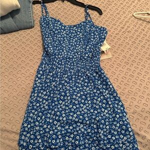 Blue Floral Midi Dress